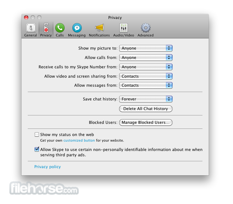 skype for mac screen